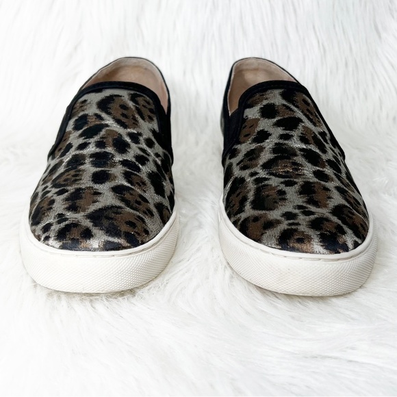 Antonio Melani Metallic Leopard Silver Black Brown Low Top Slip On Sneakers - Picture 9 of 13